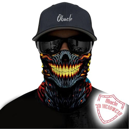 Obacle Bandana Face Mask Neck Gaiter Tube Mask Men Women for Sun Dust Protection - color: Skull Yellow Teeth