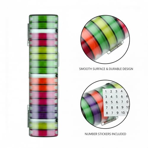 Silicone Fishing Line Spool Organizer Box with Number Stickers for Tackle Storage and Gear Organization - size: 9.25 x 2.44 x 0.47 in