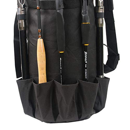 Fishing Pole Rod Holder Bags, Fishing Organizer Case Carrier Reel Pole Storage Bags Waterproof Fishing Gear Organizer Travel Carry Bags - color: Black