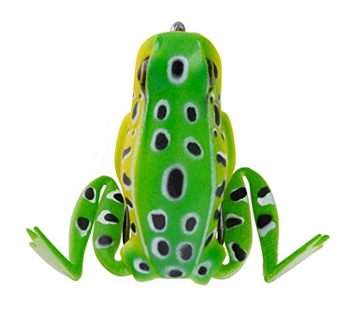 Lunkerhunt Frog Fishing Lure for Bass Fishing | Popping Frog Lure 1/4 oz | Topwater Fishing Bait with Weedless Hooks, Hollow Body, Trout Pike Lures - color: Leopard, size: 1.75 inch