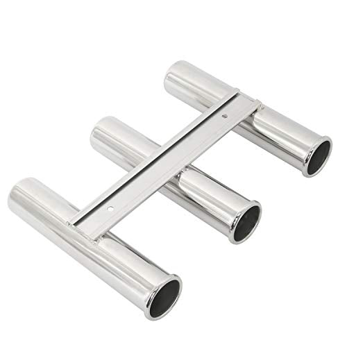 DasMarine 2 Pack 316 Stainless Steel Wall Side Mounted Rod Holder 3 Rod Rack Fishing Rod Pod for Marine Yacht RV