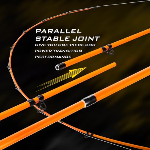 Sougayilang Baitcaster Combo – IM7 Graphite M/MH 2-Piece Travel Rod, 6.3:1 High-Speed Reel,18LB Drag for Bass, Catfish, Trout, Panfish - size: Orange-Right handle-6'10''-Medium