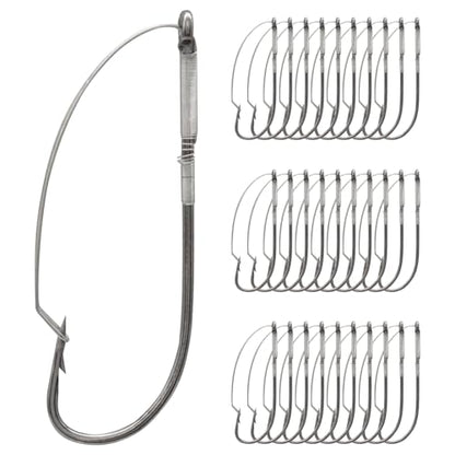 Weedless Wacky Rig Hooks - Super Strong Bass Fishing Hooks with Wire Guard, Sharp High Carbon Steel Metal Hooks for Freshwater & Saltwater - size: 2/0