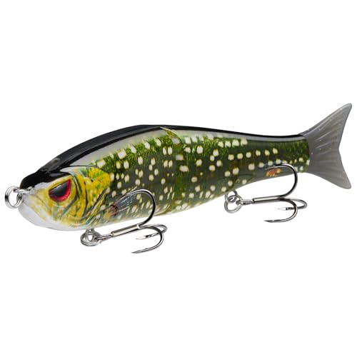 Bassdash SwimShad Glide Baits Jointed Swimbait Bass Pike Salmon Trout Muskie Fishing Lure - color: Northern Pike, size: 4.5in/0.65oz