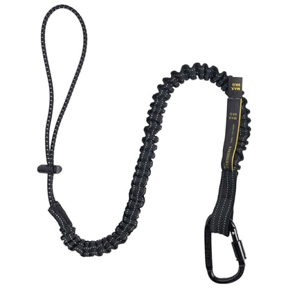 TRSMIMA Safety Tether Lanyard Tool - Fall Protection Retractable Lanyard with Single Aluminum Screw Lock Carabiner Metal Buckle Adjustable Loop End Maximum Weight Limit 17.6lb - size: 1-pack