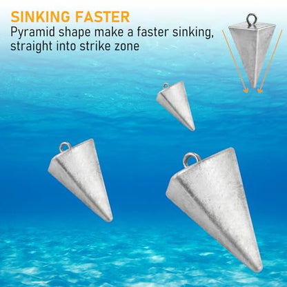Dr.Fish Pyramid Sinkers Saltwater Lead Fishing Weight 1oz-32oz/2LB Triangle Surf Fishing Bank River Catfishing Pompano - size: 8oz-5 Pack