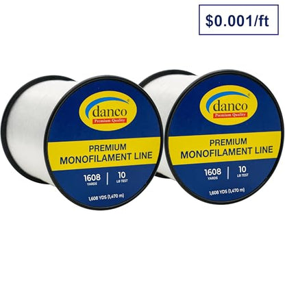Monofilament Fishing Line | Jumbo Amount 2-1/4 lb Spools Value Pack - Low Memory and Stretch - Abrasion Resistant - Freshwater and Saltwater Fishing Line - size: 10 lb 1608 yards per spool