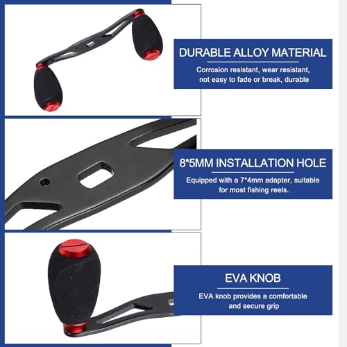 Fishing Reel Handle, Reel Handle Rocker Arm Grip with Knob Replacement Parts - color: Red/Black