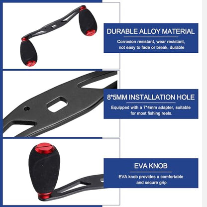 Fishing Reel Handle, Reel Handle Rocker Arm Grip with Knob Replacement Parts - color: Red/Black