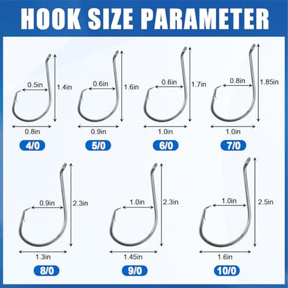 Circle Hooks Saltwater Catfish Fishing Hooks,50/100pcs Octopus Offset Sport Circle Fish Hooks for Catfish Rigs Bass Fishing Saltwater Freshwater Hook Size:8#-10/0 - size: 50pcs_4/0
