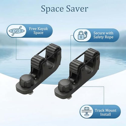 Kayak Paddle Holder Track Mount Accessories, Space-Saving Kayak Oar Holder for Fishing, Canoe & Kayaks