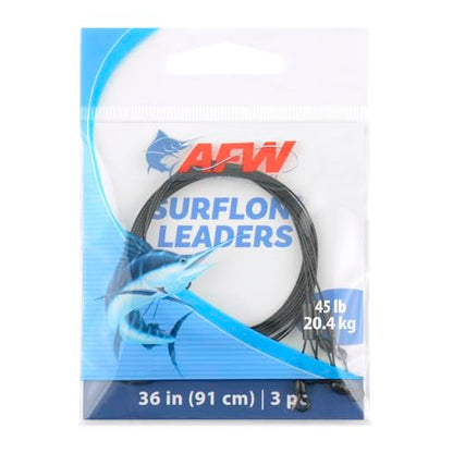 AFW Surflon Fishing Leaders – Black Nylon Coated Stainless Steel Wire, Swivel & Snap, 3 Pack, Variety Pack – Strong Leader Line for Catfishing & Toothy Game Fish - size: 45 lb, style: 36 Inch