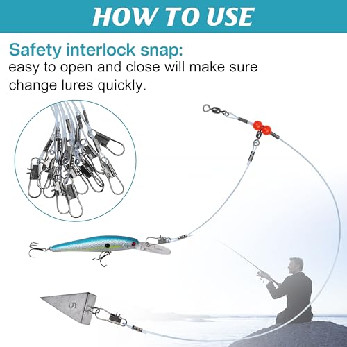Fishing Leaders Saltwater Tackle Surf Fishing Rigs High Strength Mono Fishing Wire Leaders with Swivel Snaps Beads Gear Equipment for Lures Bait Hooks, 1Arm 2Arms - color: Blue
