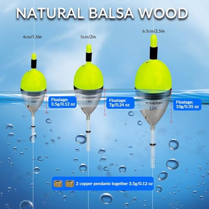 THKFISH Wood Slip Bobber for Fishing with Brass Weighted Crappie Floats - color: A Style-Green, size: 1.5in * 5pcs