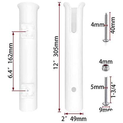 ISURE MARINE Fishing Rod Holder Bracket Wall Mounted Boat Side Mount Tool Holder Tube Links with Screws 2/3/4/6 Pole Tube (White/Black) - color: 2-Pole White