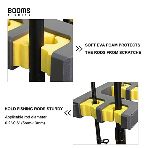 Booms Fishing Rod Holder for Garage: Wall Mount Fishing Pole Holders for Garage | Fishing Rod Rack Holds Up to 10 Rods, Vertical/Horizontal/Ceiling Fishing Pole Racks, WV4 Gray + Yellow - color: Gray + Yellow