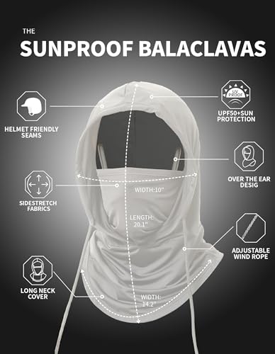 Vimnunts Sunproof Balaclavas Summer Cooling Face Mask Breathable Full Head Mask UV Protection Hood - color: Grey