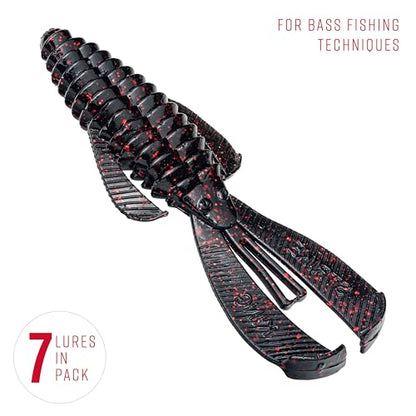 Strike King Rage Bug Fishing Lure, Soft Plastic Grub, Unique Design, Subtle Action - color: Black Neon, size: 4"