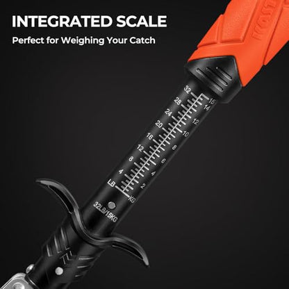 KastKing Paradox 11" Stainless Steel Lip Grip with Integrated Scale, Corrosion-Resistant, Non-Slip Handle, Swivel Jaws, 32lbs Scale Design, Durable Fishing Tool for Safe, Easy Catch & Release - style: C: 11'' Lip Grip with Scale