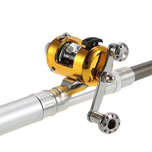 Jatzde Mini Portable Pocket Fish Rod Pen Aluminum Alloy Fishing Rod Pole Reel Combos… - color: Silver