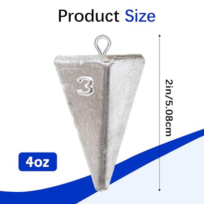 Pyramid Fishing Weights Sinkers Kits Triangle Ocean Saltwater Surf Fishing Gear Tackle Bullet Fishing Weights Sinker 2oz 3oz 4oz - color: 3Oz-8pcs