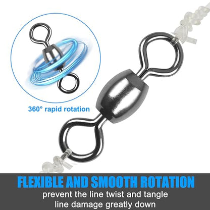 AGOOL Fishing Barrel Swivels, 50/150pcs Rolling Ball Bearings Fishing Swivels Fishing Tackle High Strength Copper with Stainless Steel Rings Line Lure Leaders Connectors 30LB-88LB - size: 8#