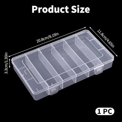 QFGasre 6 Grids Clear Plastic Fishing Tackle Box Tackle Box Organizer with Dividers Craft Storage Containers for Fishing Gear Crafts Beads Earrings Jewelry Screws Nails Pins Small Parts Storage Organi