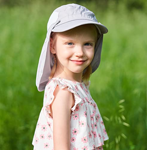 Connectyle Kids Sun Hat with Removable Neck Flap UPF 50+ Sun Protection Baseball Cap Summer Beach Sun Hats 3-6 Years - color: Light Grey