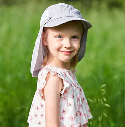 Connectyle Kids Sun Hat with Removable Neck Flap UPF 50+ Sun Protection Baseball Cap Summer Beach Sun Hats 3-6 Years - color: Light Grey