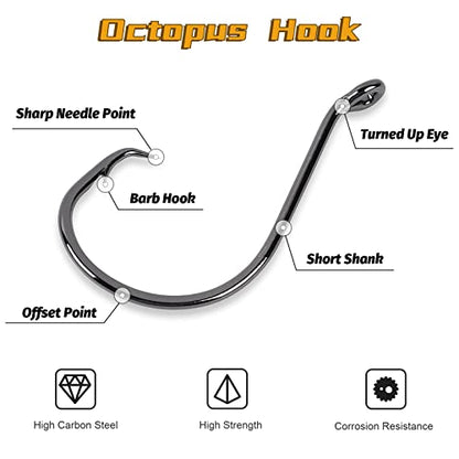 UCEC Circle Hooks Fishing Hooks 2X Strong Offset Circle Hooks Saltwater Black High Carbon Steel Octopus Catfish Hooks Fishing Gear Tackle 150pcs/ 240pcs - Size:#1 1/0 2/0 3/0 4/0 5/0 6/0 8/0 - color: Silver One Size, size: 40pcs, 7/0