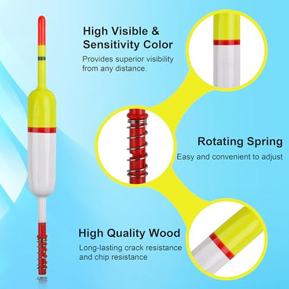 SILANON Slip Bobbers Fishing Floats and Bobbers Balsa Wood Slip Bobbers Floats Spring Bobbers for Crappie Catfish Trout Panfish Walleyes Fishing Bobbers 10pcs - color: 2.36in X 0.67in X 5.63in - 10pcs