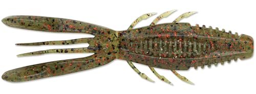 CrushCity Bronco Bug Soft Plastic Bass Lure, Dual-Action Creature Bait with Hinged Arms & Subtle Leg Movement - color: Watermelon Red, size: 4"