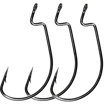 100Pcs Offset Worm Fishing Hooks Black Jig Fish Hooks Size1# 2# 1/0 2/0 3/0 4/0 5/0 - size: 2#-100pc