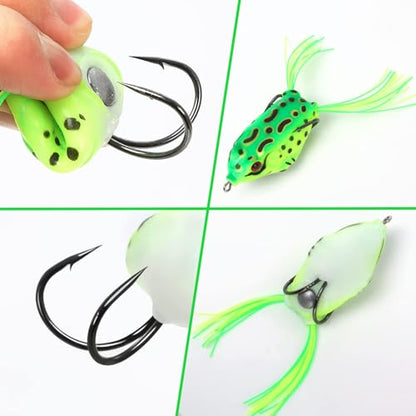 5 PCS Frog Lures Topwater Fishing Artificial Soft Bait 5.5CM Soft Silicone Fishing Lures Prop Frog Lures for Bass Realistic Design with Weedless Hooks for Freshwater Saltwater