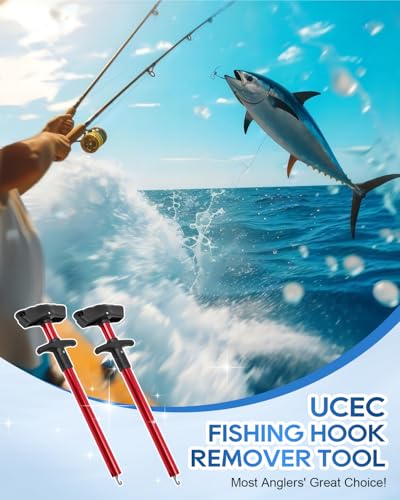 UCEC Fish Hook Remover Tool, Dehooker Tool Fishing, Squeeze-Out Hook Remover Tool Fishing, Fast Decoupling Securely, Pro Fishing Hook Remover Extractor, Aluminum Easy Reach and Portable, 2Pcs - size: Large