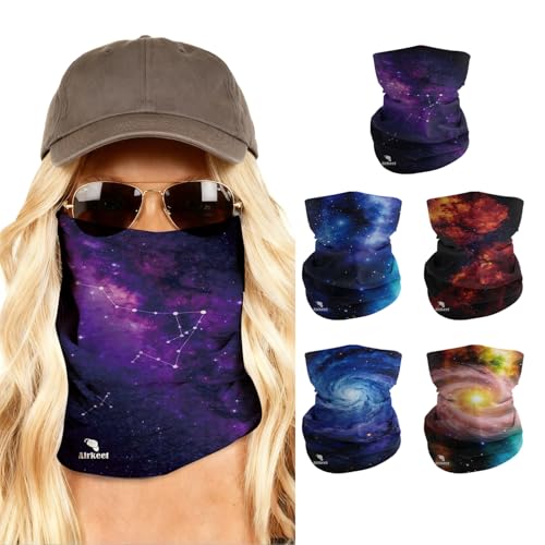 Breathable Neck Gaiter UPF 30+ Sun Protection Face Mask for Men & Women - color: 5pcs-nebula