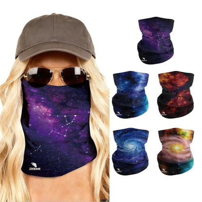 Breathable Neck Gaiter UPF 30+ Sun Protection Face Mask for Men & Women - color: 5pcs-nebula