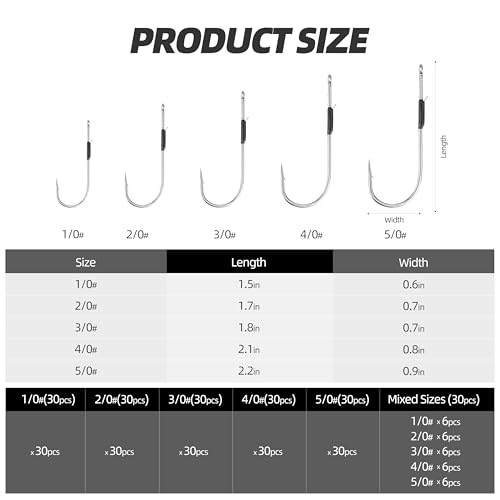 Straight Shank Baitholder Hooks – Multi-Size Fishing Hooks for Bass, Trout & Walleye – Anti-Slip Hook Design, Freshwater & Saltwater - size: 3/0#