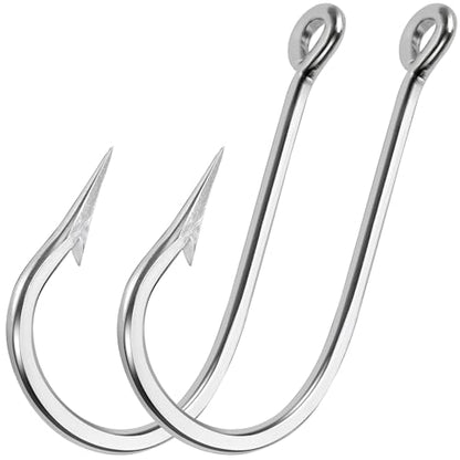 Large Giant Shark Fishing Hooks Saltwater,12pcs Forged Alligator Tuna Hooks Big Game Stainless Steel J Fish Hooks Extra Strong for Shark Swordfish Tuna Catfish 5/0-13/0 - size: 10/0-12Packs
