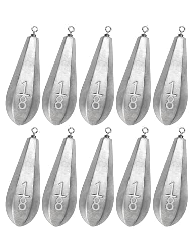 BLUEWING Swivel Bank Sinkers Fishing Weights with Swivel Bottom Bullet Sinkers for Freshwater and Saltwater, 1/8oz to 16oz - size: #1 1/8oz, 10pcs