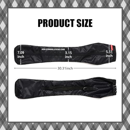 Chris.W Portable Trekking Pole Carrying Bag Storage Bag Pouch with Zipper for Walking Stick Hiking Poles Travel Case - color: Black