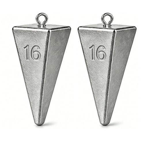 Pyramid Sinkers Fishing Weights, Saltwater Fishing Sinkers for Surf Fishing Gear Tackle - 1oz, 2oz, 3oz - style: 16 Ounce-2pcs