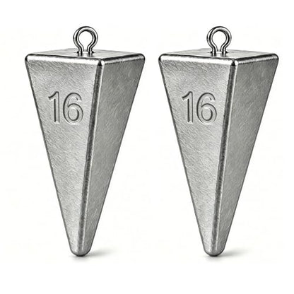 Pyramid Sinkers Fishing Weights, Saltwater Fishing Sinkers for Surf Fishing Gear Tackle - 1oz, 2oz, 3oz - style: 16 Ounce-2pcs