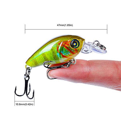 Mini Crankbait Fishing Lures Kits Swimbait Wobbler Hard Baits for Bass Trout Pike Freshwater and Saltwater 10pc-20pc/pack - color: 10pcs-4.7cm/0.14oz+BOX