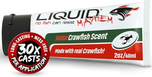 Liquid Mayhem Anise Crawfish Attractant Gel 60 ml / 2 oz · 60 Uses – Real Anise Crawfish Bait & Aminos | UV-Enhanced Long-Lasting Gel – All Lure Types - size: 1-Pack
