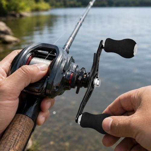 Fishing Reel Handle, Replacement Fishing Baitcast Reel Handle Rocker with EVA Grip for Abu Garcia Daiwa Baitcasting Reel