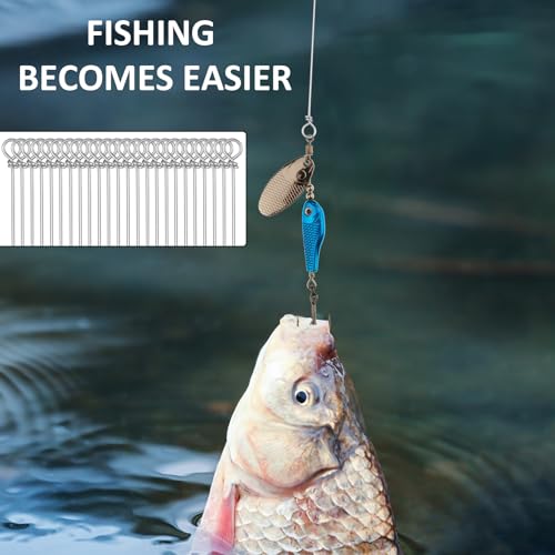 100 Packs Fishing Looped Spinner Shaft Looped Wire Spinner Parts, Stainless Steel Spinner Bait Wire Fishing Lure Making Supplies for Freshwater Bass Trout Walleye Salmon