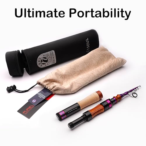 PURELURE Telescopic Fishing Rod Spinning & Casting Travel Rod Ultralight 5' | Fuji Alconite Ring, Detachable Handle Closed Length 9.8in, Spare Carbon Solid Tip, Solid Wood Reel Seat, Cork Handle - style: Fuji Spin - 5'1'' - Ultralight - Moderate Fast