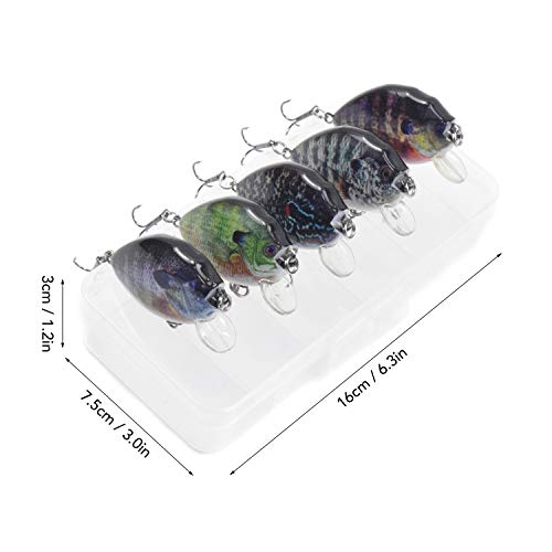 Fishing Lure, 5PCS Fishing Lures 6cm 15g Mini Wobbler Fishing Lure Artificial Hard Bait Crankbait with Tackle Box for Fish Bass Fishing Tackle