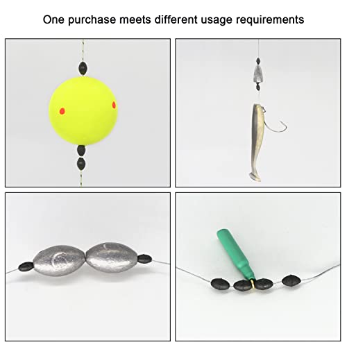 720Pcs Rubber Bobber Stoppers, 6 in 1 Oval Sinker Stops L/M/S, Depth Marker for Freshwater & Saltwater Casting Fishing